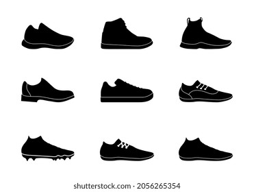 set of shoe icon on white background, Sneaker icon or logo isolated sign symbol vector illustration, Shoe icon vector design, trendy and modern shoe symbol for icons, template, website, app, UI