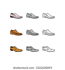 Set of Shoe Men icon, vintage logo illustration design template, modern simple minimalist vector concept.