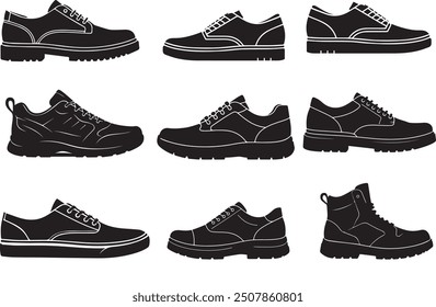  Set of Shoe silhouette vector illustration design