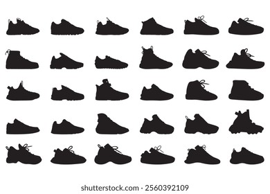 set of shoe silhouettes vector illustration design