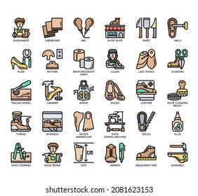 Set of Shoemaker thin line icons for any web and app project. 