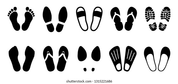 Set shoeprints, barefoot, flutter - vector for stock