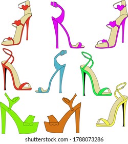 set of shoes of different colors