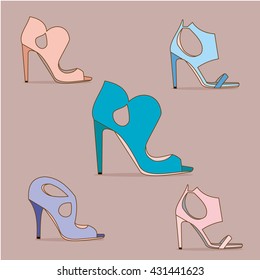 Set of shoes with heels