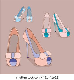 Set of shoes with heels