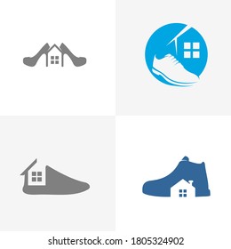 Set of Shoes with  Home logo design concept vector template, Icon symbol, Design creative