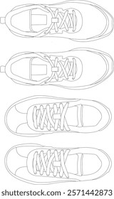 Set of shoes icon isolated Running shoes line and icon, sneakers in different styles, Flat Vector Silhouette Shoes or Sneakers Icon Set Isolated