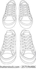 Set of shoes icon isolated Running shoes line and icon, sneakers in different styles, Flat Vector Silhouette Shoes or Sneakers Icon Set Isolated