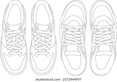 Set of shoes icon isolated Running shoes line and icon, sneakers in different styles, Flat Vector Silhouette Shoes or Sneakers Icon Set Isolated