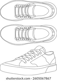 Set of shoes icon isolated Running shoes line and icon, sneakers in different styles, Flat Vector Silhouette Shoes or Sneakers Icon Set Isolated