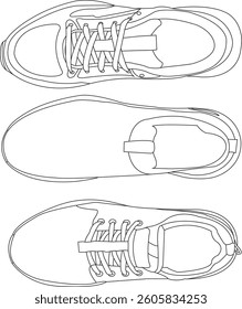 Set of shoes icon isolated Running shoes line and icon, sneakers in different styles, Flat Vector Silhouette Shoes or Sneakers Icon Set Isolated