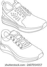 Set of shoes icon isolated Running shoes line and icon, sneakers in different styles, Flat Vector Silhouette Shoes or Sneakers Icon Set Isolated