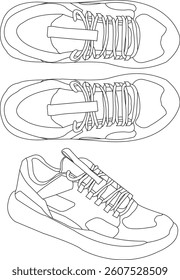 Set of shoes icon isolated Running shoes line and icon, sneakers in different styles, Flat Vector Silhouette Shoes or Sneakers Icon Set Isolated