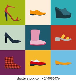set of shoes icons in flat design