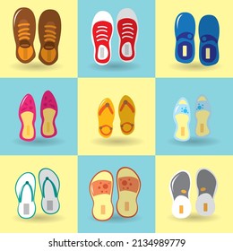 set of shoes icons vector