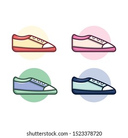 Set of shoes illustration with variant colors and clean background