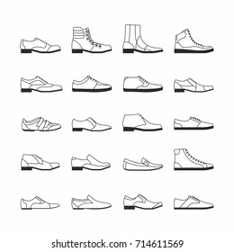 Set of shoes isolated on white background