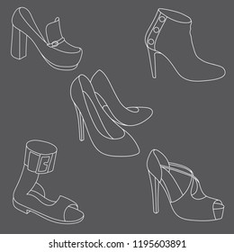 Set of shoes on white background