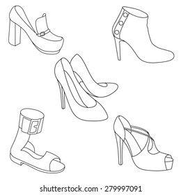 Set of shoes on white background.