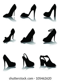 Set of shoes silhouette-vector