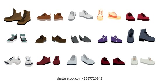 A set of shoes vector. Stylish shoes. For man and woman. Different seasons. Design element