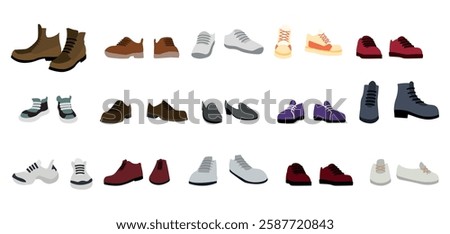 A set of shoes vector. Stylish shoes. For man and woman. Different seasons. Design element