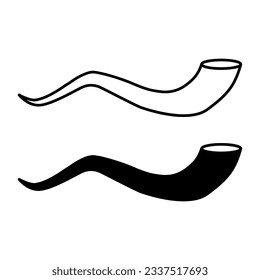 Set of Shofar horn icon, graphic religion design symbol, ritual web sign vector illustration .