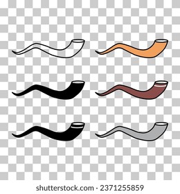 Set of Shofar horn icon, graphic religion design symbol, ritual web sign vector illustration .