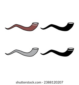 Set of Shofar horn icon, graphic religion design symbol, ritual web sign vector illustration .