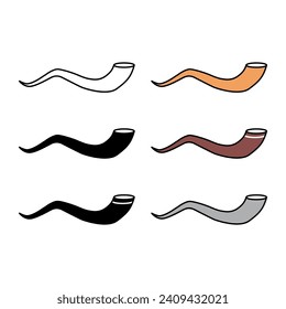 Set of Shofar horn icon, graphic religion design symbol, ritual web sign vector illustration .