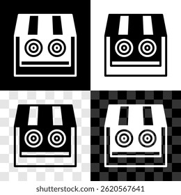 Set Shooting gallery icon isolated on black and white, transparent background. Shooting range.  Vector