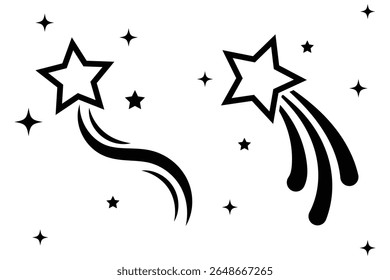 set of shooting star icon.  shooting star icon.