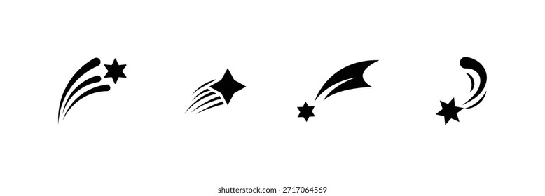 
Conjunto de colección de icono de estrella fugaz. 
 Estrella ascendente, símbolo de estrella descendente. Conjunto de iconos de estrellas . eps 10