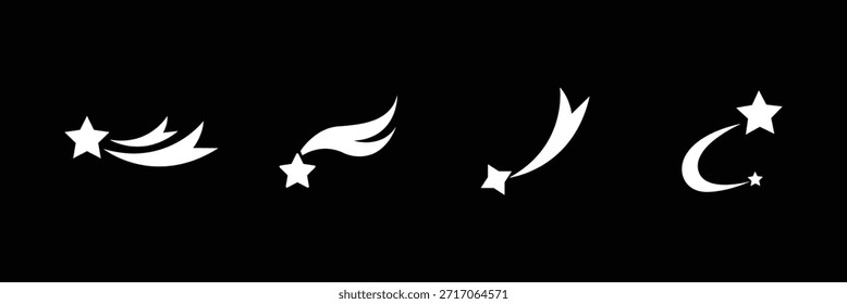 
Conjunto de colección de icono de estrella fugaz. 
 Estrella ascendente, símbolo de estrella descendente. Conjunto de iconos de estrellas . eps 10
