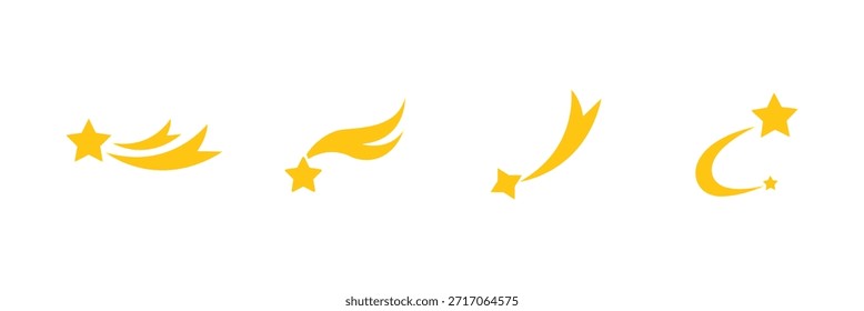 
Conjunto de colección de icono de estrella fugaz. 
 Estrella ascendente, símbolo de estrella descendente. Conjunto de iconos de estrellas . eps 10