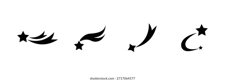 
Set of shooting star icon collection. 
 rising star, falling star symbol. Star icon set . eps 10