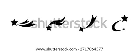 
Set of shooting star icon collection. 
 rising star, falling star symbol. Star icon set . eps 10