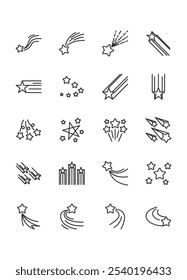 set of shooting star icons, meteor, decoration
