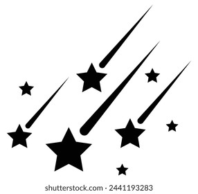 Set of Shooting stars icons. Star trail sign Vector Illustration.