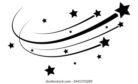 Set of Shooting stars icons. Star trail sign Vector Illustration.