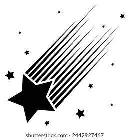 Set of Shooting stars icons. Star trail sign Vector Illustration.