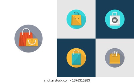 Conjunto de modelos de vectores de iconos planos de la bolsa de compras, conceptos de icono de Tienda en línea, Diseño creativo