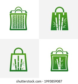 Set de la plantilla vectorial del logotipo de Tienda de Bambú, conceptos de diseño del logotipo de Bambú Creativo