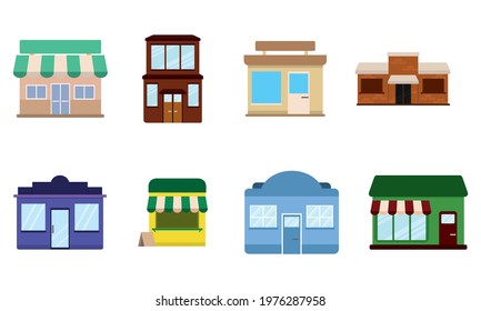 Set of shop buildings icons Store structure Vector