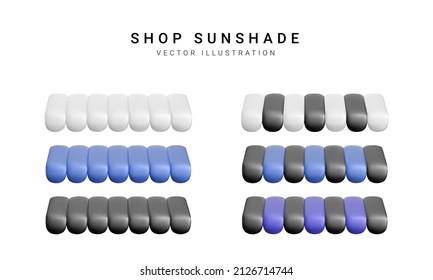 Set of shop canopy. Cafe sunshade. Store awning. Vector illustration
