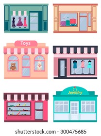 Set shop. Clothing, shoes and jewelry. Vector illustration