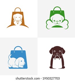 Set of Shop Dog logo design vector illustration, Creative Dog logo design concept template, symbols icons