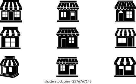 set of shop icon silhouette vector illustration 