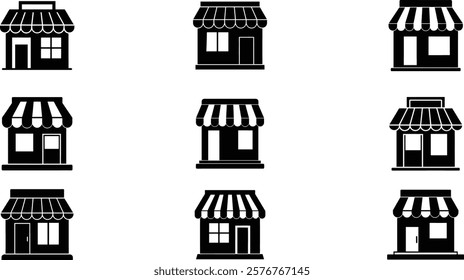 set of shop icon silhouette vector illustration 