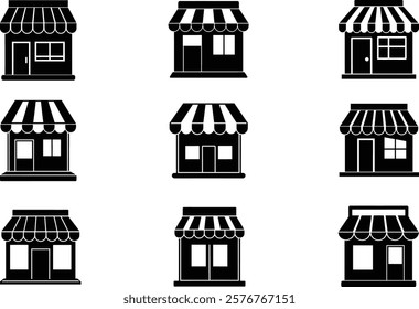 set of shop icon silhouette vector illustration 